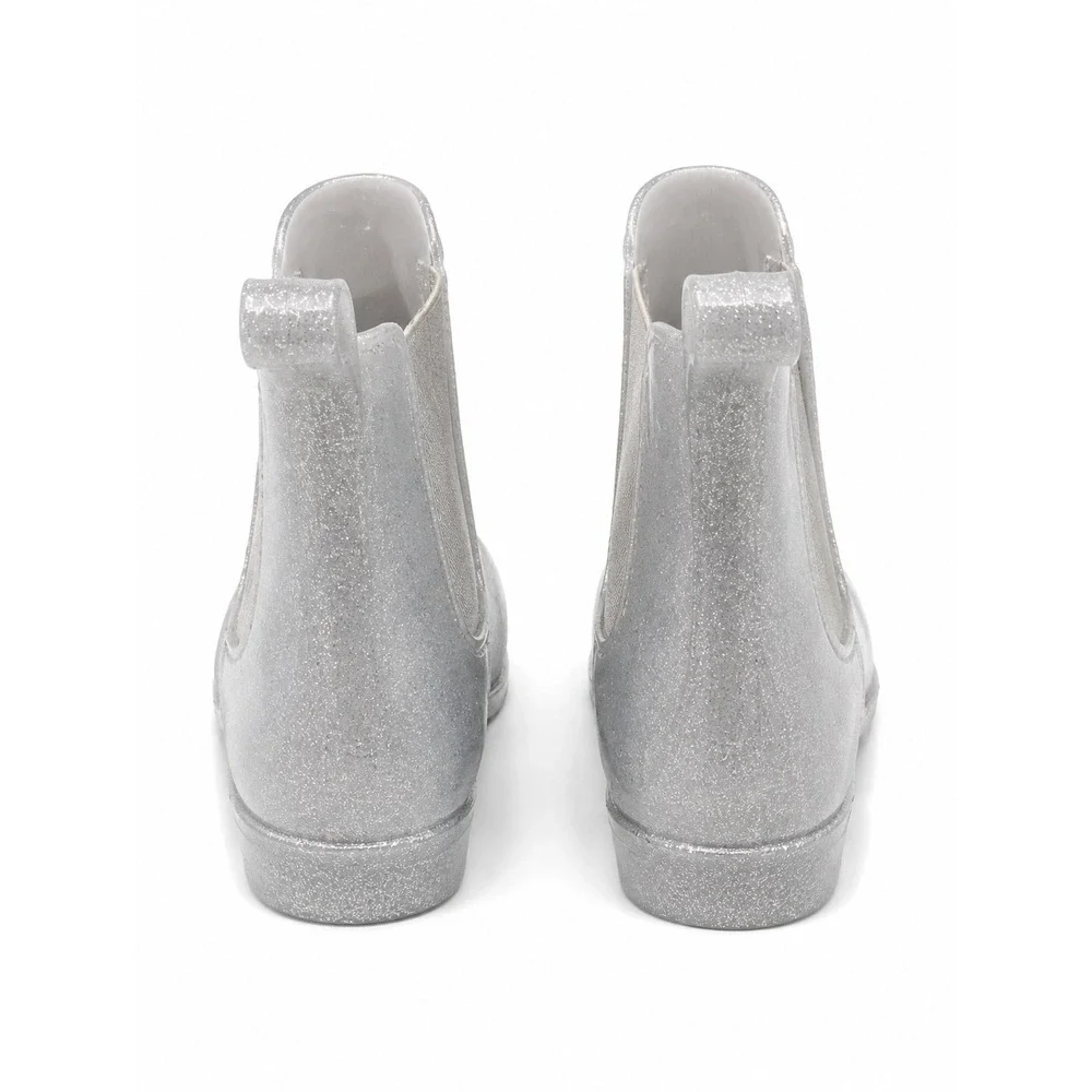 J. Crew Silver Glitter Chelsea Rain Boots Size 9